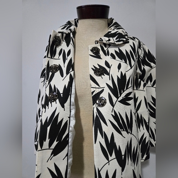 PINK TARTAN Black And White Tropical Cotton Blazer.size 8 - Picture 8 of 13